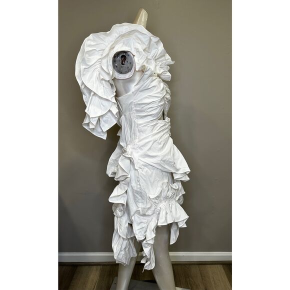 NWT AKNVAS Jagger Cutout Ruffle One-Shoulder Mini Dress White Size 6 $995 - Picture 9 of 12
